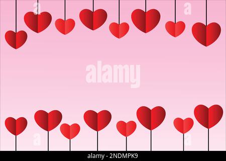 Valentine`s Day Love Background Template with Empty Blank  for Sample Text. Vector Illustration Stock Vector